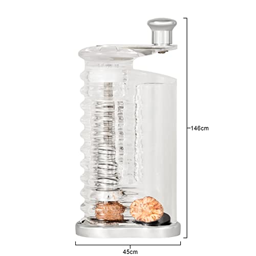Cole & Mason H101119 Wallis Nutmeg Grinder/Nutmeg Mill, Triple Stainless Steel Serrated Blades, Acrylic, 145 mm, Spices Not Included