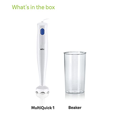 Braun MultiQuick 1 Hand Mixer MQ10.001P, Lightweight Mixer with EasyTwist Technology, One Speed, 450W, White
