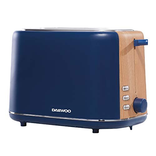 Daewoo SDA1740GE Stockholm 2 Slice Matte Finish Wood Effect Toaster | Cancel, Defrost & Reheat Functions | 6 Time Settings | Bread Size 12cm x 12