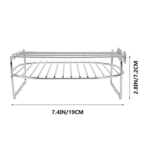 DOITOOL 2pcs Air Fryer Rack Set Double Layer Rack with Skewer Stainless Steel Steaming Rack Trivet Stand Steamer Rack Air Fryer Accessories (8 In