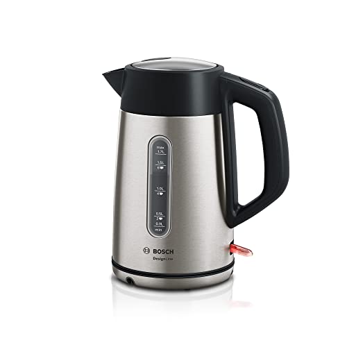 Bosch DesignLine TWK3P420GB Stainless Steel Cordless Kettle, 1.7 Litres, 3000W - Silver and Black
