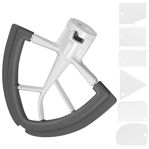 FUNYKICH 4.5/5 Quart Flex Edge Beater for KitchenAid Tilt-Head Stand Mixer, All-Metal Die Cast Blade with Both-Sides Flex Silicone Edges Bowl Scr
