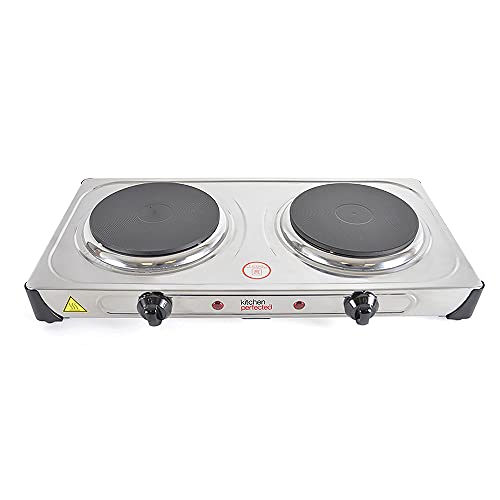 KitchenPerfected 1500W Single Hotplate / Cast Iron / Variable Heat Settings / Overheat Protection / Corrosion Resistant / Power Indicator / Non S