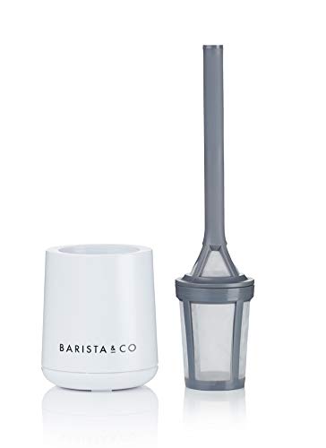 Barista & Co Brew It Stick Coffee & Tea Infuser - Plastic Reusable Coffee Strainer with Pot Holder - Light Grey Coffee and Tea Steeper with Nylon