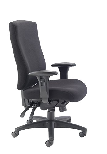Office Hippo Professional 24 High Back Office Chair, 150 kg Weight Tolerance, 2D Arms, Asynchro Mechanism, Ratchet Back, Fabric, Black