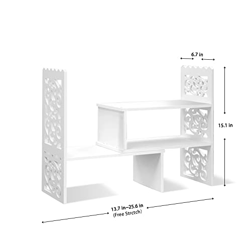 MASAKA B&W Desktop Organizers with Shelves for Office Desk, Adjustable WPC Display Shelf for Pen, Desktop Corner Organizer and Storage, Desk top