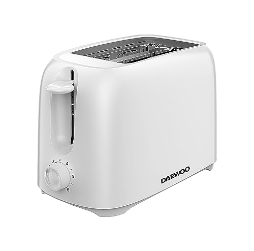 Daewoo Essentials, Plastic 2 Slice Toaster, White, Variable Browning Controls, Cancel Button, Cool Touch Design, Removable Crumb Tray, Auto Cut-O