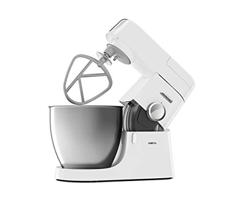 Kenwood Stand Mixer for Baking, Stylish Food Mixer, with K-beater, Dough Hook, Whisk and 6.7L Bowl, 1200W, KVL4100W, White