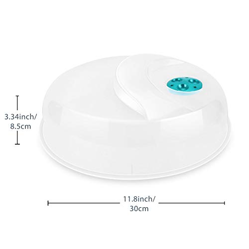 Flexzion Microwave Cover for Food, 12 Inch Plate Cover, BPA Free Plastic Food Cover, Transparent Anti-Splatter Cover Guard, with Adjustable Steam