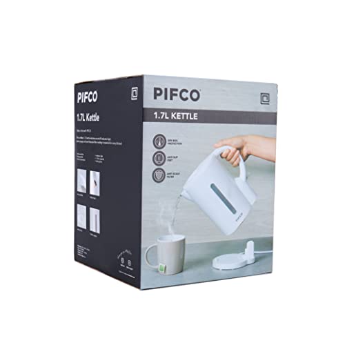 PIFCO® White Kettle - 2200w Cordless Electric Kettle - Lightweight - Bpa Free - Auto Shut-off And Boil-dry Protection - Anti-scale Filter And Ant