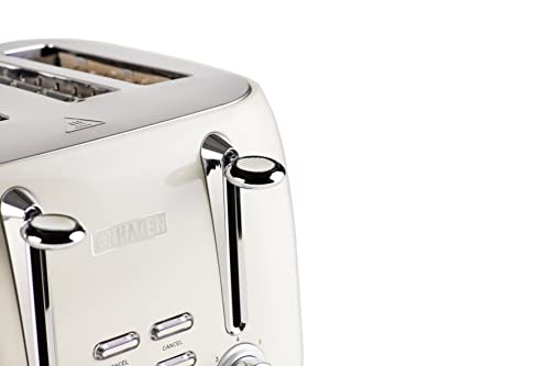 Haden Brighton Cream Toaster 4 Slice - Electric Stainless Steel Toaster - Reheat and Defrost Functions - 6 Variable Browning Controls - Self Cent