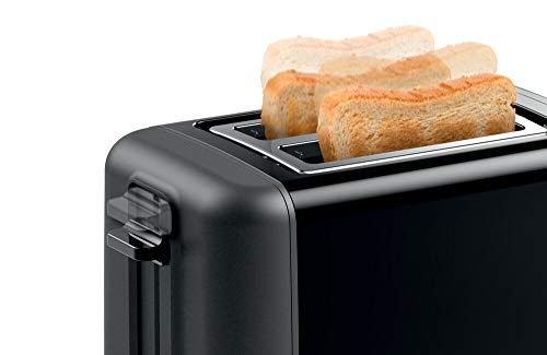 Bosch TAT3P423GB DesignLine Toaster, Stainless Steel, 970 W, Black