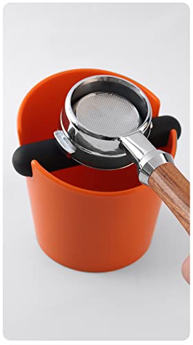 Coffee Grounds Knock Box, Coffee Knock Box Household Detachable Knock Bar Anti‑ Slip Coffee Grind Dump Bin for Coffee Shop Orange