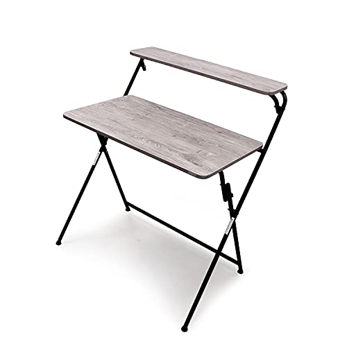SOFSYS Modern Folding Desk for Small Space, Computer Gaming, Writing, Student and Home Office Organization, Industrial Metal Frame with Premium D
