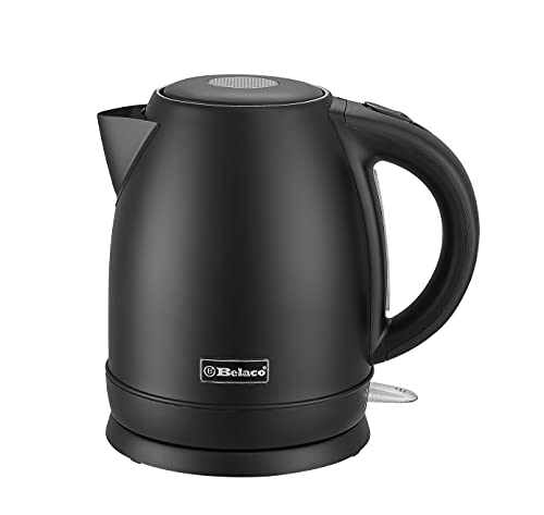 Belaco Electric Kettle Stainless Steel Housing 1.7L Fast Boil Cordless 360° Rotation Removable Water Filter 1800-2200W UK Plug Auto Shut-Off & Bo