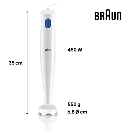 Braun MultiQuick 1 Hand Mixer MQ10.001P, Lightweight Mixer with EasyTwist Technology, One Speed, 450W, White