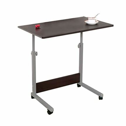 WALNUT Laptop Stand Rolling Cart, Foldable Portable Mobile Height Adjustable Standing Table for Home Office