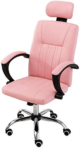 HJW Office Chair Computer Chair Home Office Rotary Lift Chair, with Headrest and Steel Feet Bow-Shaped Chair Swivel Chair Armchair,Black