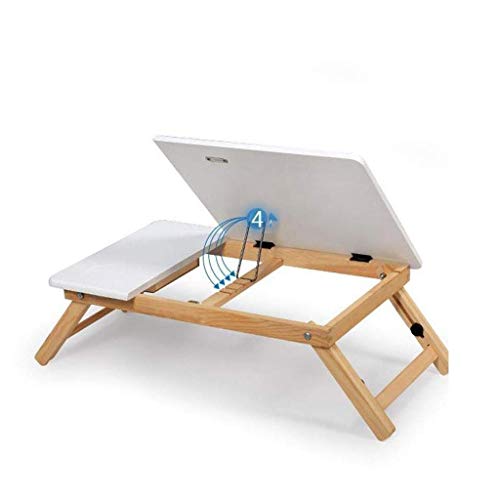 N/A White Office Computer Desk, Folding Laptop Shelf Table Can Be Raised and Lowered