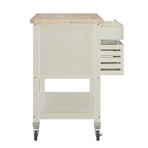 LINON HOME DECOR Products Hudson White Kitchen Cart with Locking Wheels