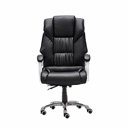 Ygqbgy Office Chair Swivel Ergonomic High-Back Executive Desk Chair Adjustable Height, Black, PU