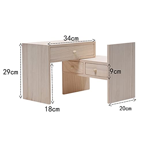 TFIIEXFL Creative Flexible Solid Wood Table Bookshelf for Office Home Bedroom Storage Rack Students Desktop Wood Bookcase with Drawers