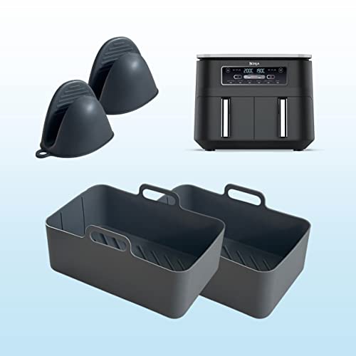 Silicone Air Fryer Liners for Ninja Air Fryer Dual, Ninja Air Fryer Accessories, Reusable Air Fryer Silicone Liner, 7.6l Airfryer Liners, Airfrye