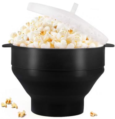 EMEF Microwave Popcorn Popper in an easy to make Popcorn Maker Collapsible Silicon Bowl (Red)