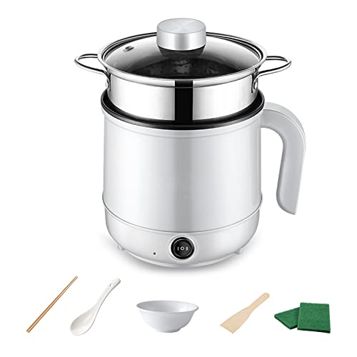 GHIBFBT Electric Hot Pot with Steamer, Non-Stick Multifunctional Electric Skillet for Stir Fry Stew Steam, Portable Mini Cooker for Soup Porridge