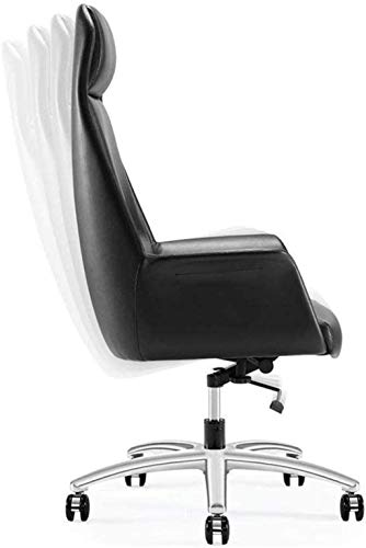 HJW Ergonomic Office Chair Leather Home Computer Chair Office Chair Modern Minimalist Lifting Rotation Armchair,Black,124X74X74Cm