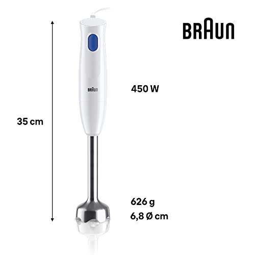 Braun MultiQuick 1 Hand Mixer MQ10.001M, Lightweight Mixer with EasyTwist Technology, One Speed, 600ml Beaker Included, 450W, White