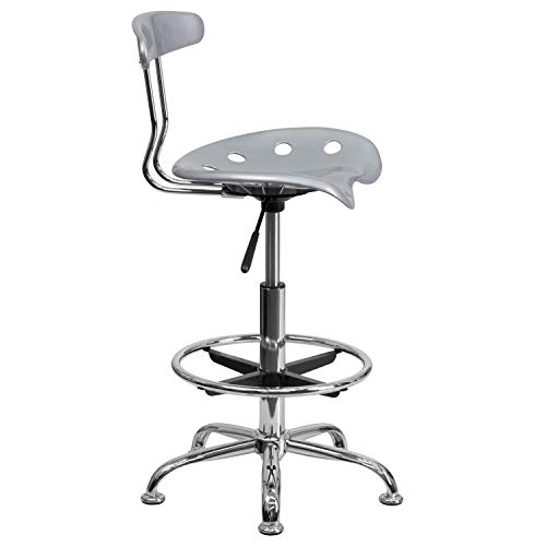 Flash Furniture Drafting Stool, Metal, White, 50.8 x 43.82 x 104.14 cm