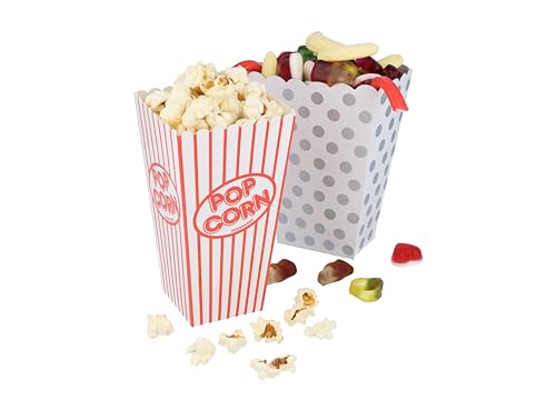 HENBRANDT Popcorn Boxes 10 Pack Small Retro Popcorn Carton Sweet Containers for Film Night Cinema Movie Night Birthday Sleepover Party Treats