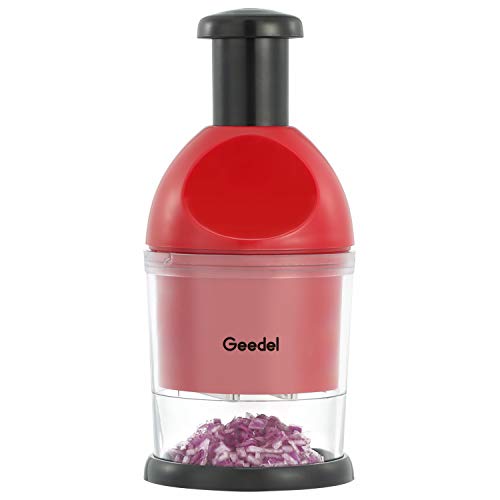 Geedel Food Chopper, Easy to Clean Manual Hand Chopper Dicer, Slap Press Chopper Mincer for Vegetables Onions Garlic Nuts Salads and More - Save
