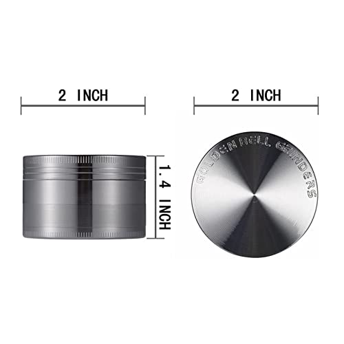 Golden Bell 2 inch Grinder 4 Layer Spice Grinder Zinc Alloy Grinder - Nickle Black