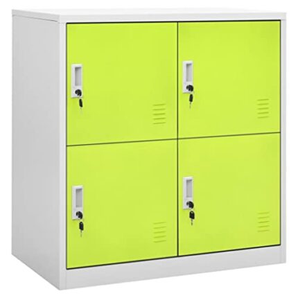vidaXL 5x Locker Cabinets Home Office School Modern Locker-Style Storage Side Document Cabinet Organiser Cupboard Light Grey and Green Steel