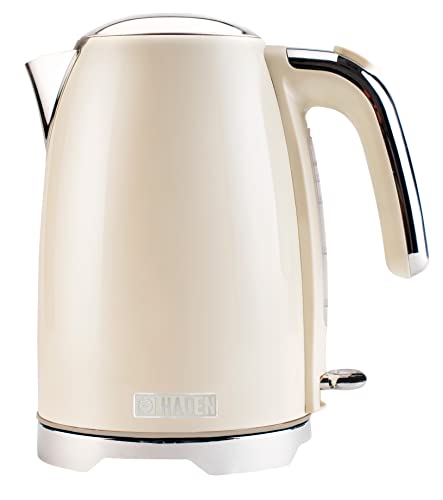 Haden Brighton Cornish Cream Kettle – Jug-Style Electric Fast Boil Kettle - Stainless Steel Body - Boil Dry Protection - Water Window And Scale -