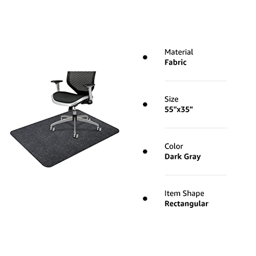 SALLOUS Chair Mat for Hard Floors, 55" x 35" Desk Chair Mat for Hard Surface, 1/6" Thick Office Chair Mat for Hardwood Floor, Low-Pile Desk Rug f