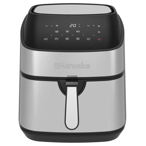 EMtronics XL Extra Large EMAFSD9S Digital Family Size Air Fryer 9 Litre with 8 Preset Menus for Oil Free & Low Fat Healthy Cooking, 99-Minute Tim