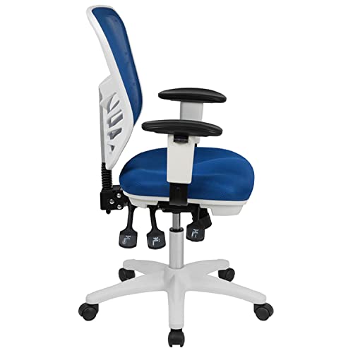 Flash Furniture Office Chair, Mesh, Foam, Polyester, Plywood, Plastic, Metal, Blue, 68.58 x 64.77 x 112.4 cm