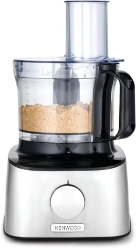 Kenwood Multipro Compact Food Processor, 1.2L Bowl, 1.2L Thermo-resist Glass Blender, Dough Hook, Whisk, Reversible Slicing and Grating Discs, Sp