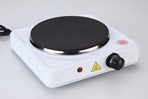 KitaBulb Electric Portable Kitchen Hot Plate Hob, Single Boiling Ring, Cast Iron Heating Plate, 1000W, White