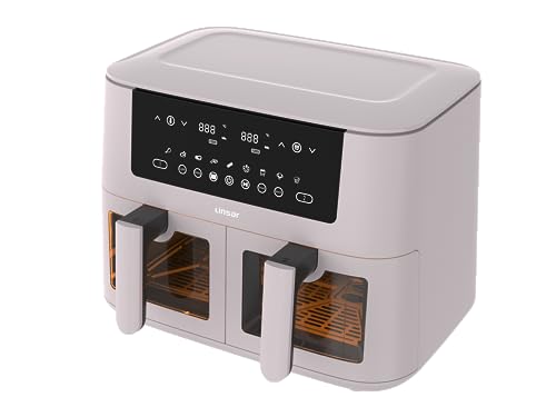 Linsar - Dual Zone Air Fryer - with Double Chamber - 8L Air Fryer 2 Baskets - with Viewing Window - Touch Screen - 9 Presets - Sync Ready Technol