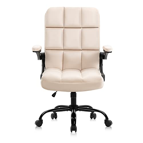 MIAOHY Fabric Office Chairs computer Chair with Flip Armrest Small Desk Chairs with Wheels Adjustable Backward Tilt