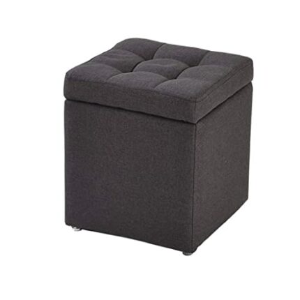 CHEWYNP footstool Home Foldable Footrest Linen Storage Ottoman Square Cube Foot Rest Stool/Seat for Home Living Room Fitting Room Bedroom Office