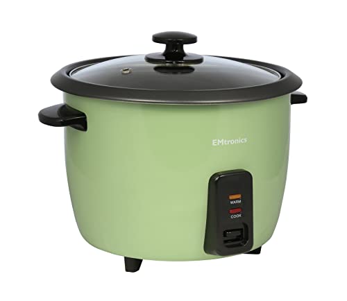 EMtronics EMRCDSTSG1-8 Rice Cooker 1.8 Litre with Automatic Cooking, Steamer Tray and Warmer Function with Removable Non-Stick Bowl, Measuring Cu
