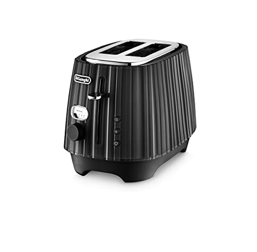 De'Longhi Ballerina Toaster, 2 Slot Toaster, Reheat, 5 Browning Settings, Defrost and Cancel Functions, Pull Crumb Tray, CTD2003.BK, 900W, UK PLU