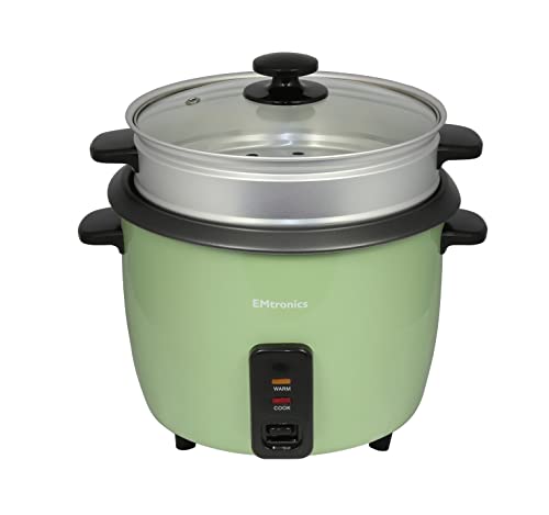 EMtronics EMRCDSTSG1-8 Rice Cooker 1.8 Litre with Automatic Cooking, Steamer Tray and Warmer Function with Removable Non-Stick Bowl, Measuring Cu