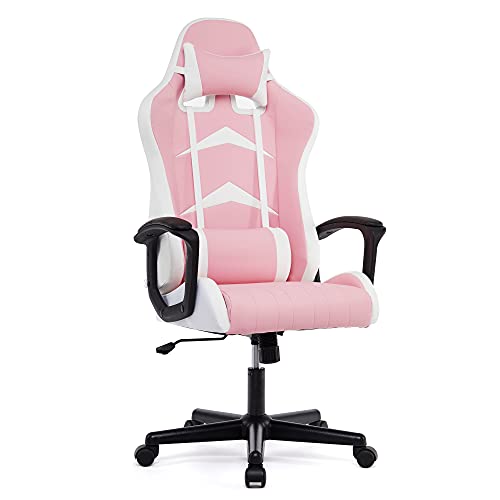 IntimaTe WM Heart Gaming Chair, Ergonomic High Back Office Racing Chair with Armrest, Swivel Leather Desk Chairs with Adjustable Headrest and Lum