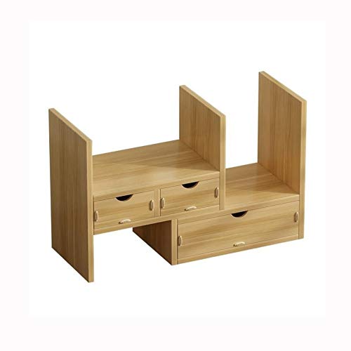NXYJD Desk Top Bookcase, Adjustable, with 3 Drawers,Extendable Storage Desk Organizer for Home and Office